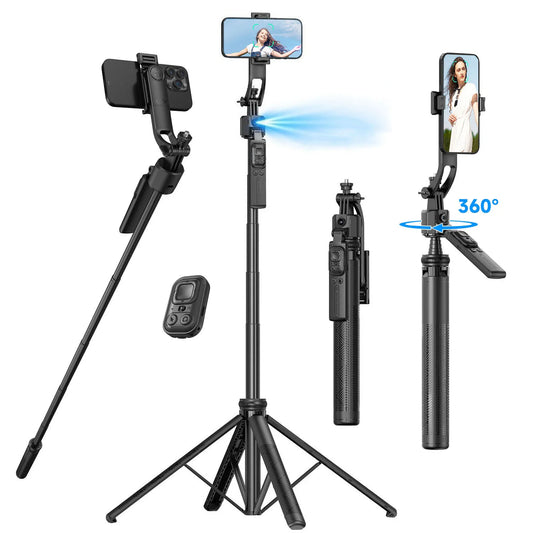 64" Extendable Auto Face Tracking Tripod 360° Rotation, No App, Motion Sensor Phone Tripod Stand Camera Mount for Videos Vlogs