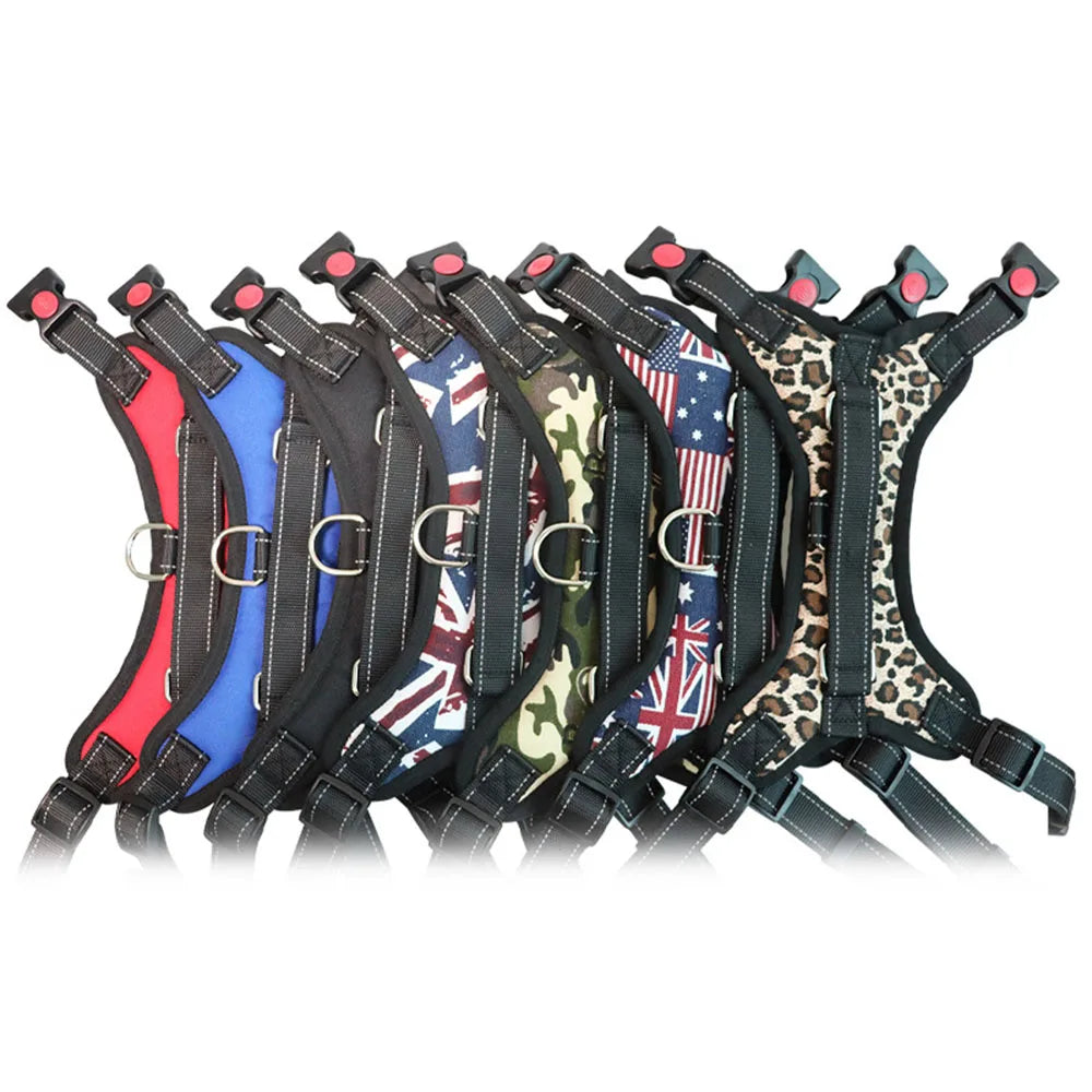 Pet Dog Adjustable Nylon Dog Harness for Large Breeds - Reflective No-Pull Vest with Chest Strap. Ideal for Walking and Training Puppies and Adult Dogs.