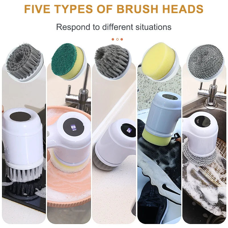 Versatile Wireless Electric Cleaning Brush for Kitchen and Bathroom - Handheld Power Scrubber for Dishes, Pans, and More