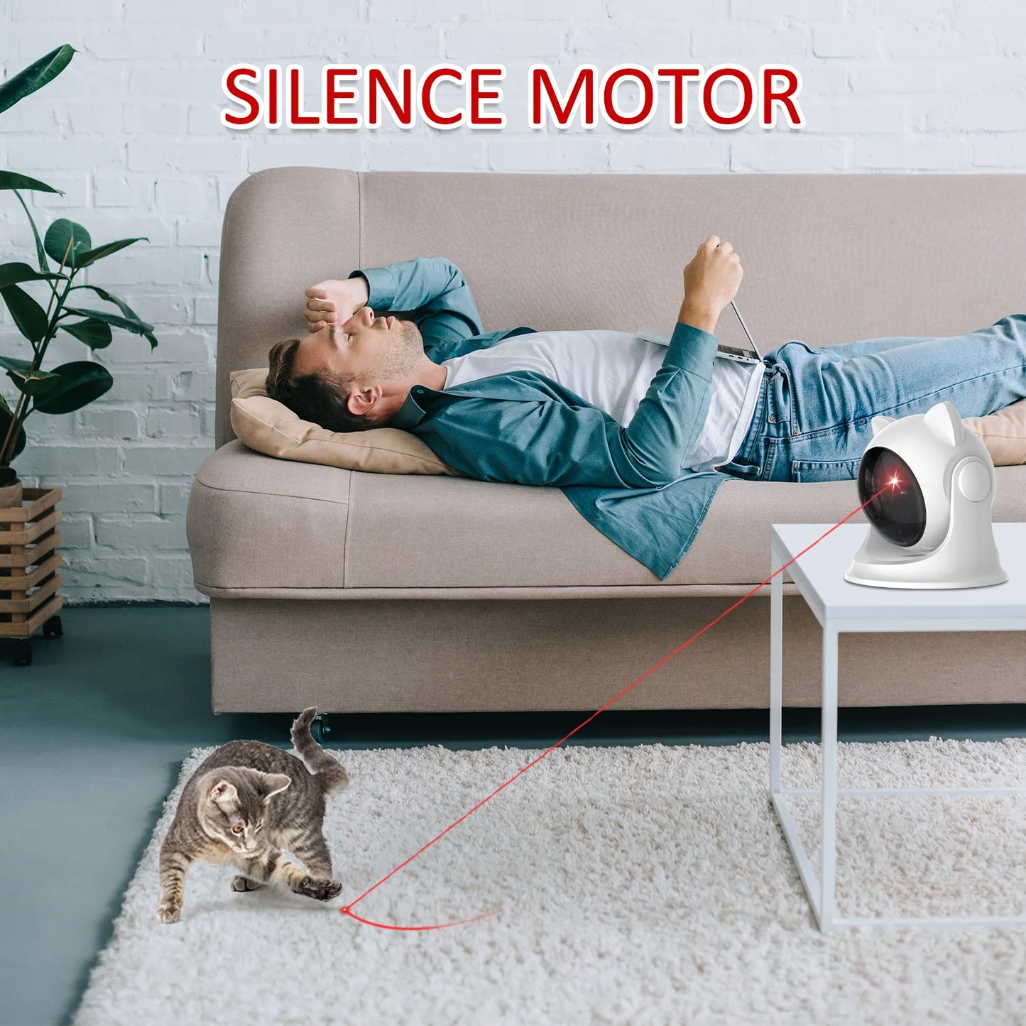 Cat/Dog Laser Toy: an automatic, rechargeable interactive toy that activates randomly! Perfect for indoor cats, dogs, and kittens, featuring both slow and fast modes for endless fun.