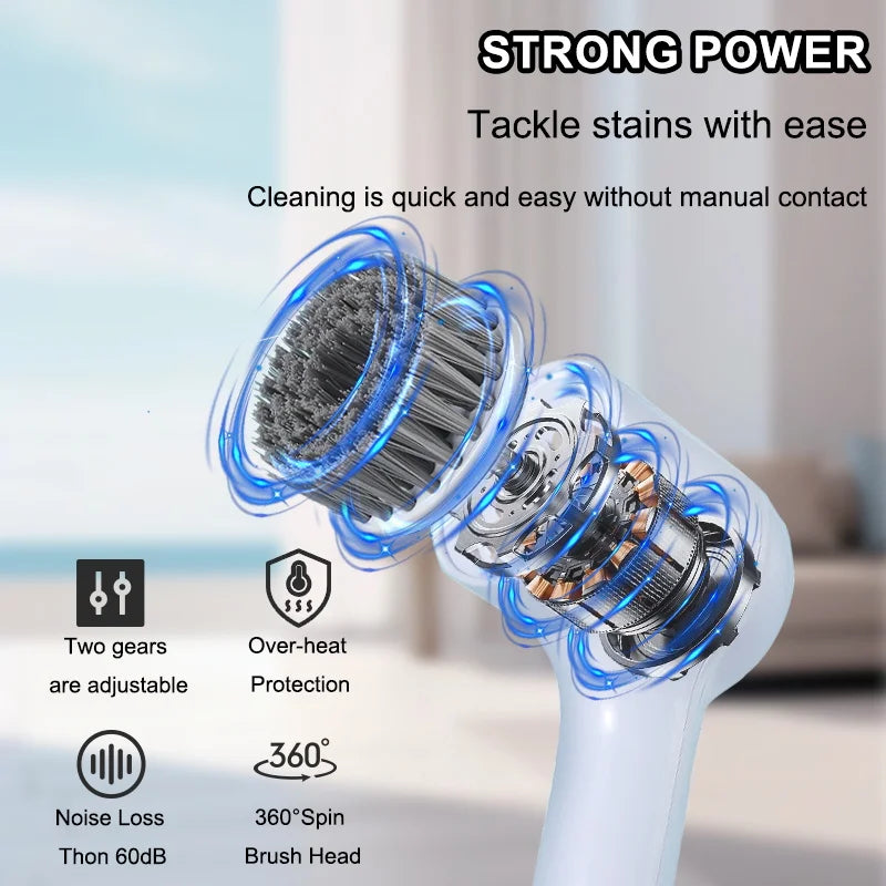 Versatile Wireless Electric Cleaning Brush for Kitchen and Bathroom - Handheld Power Scrubber for Dishes, Pans, and More