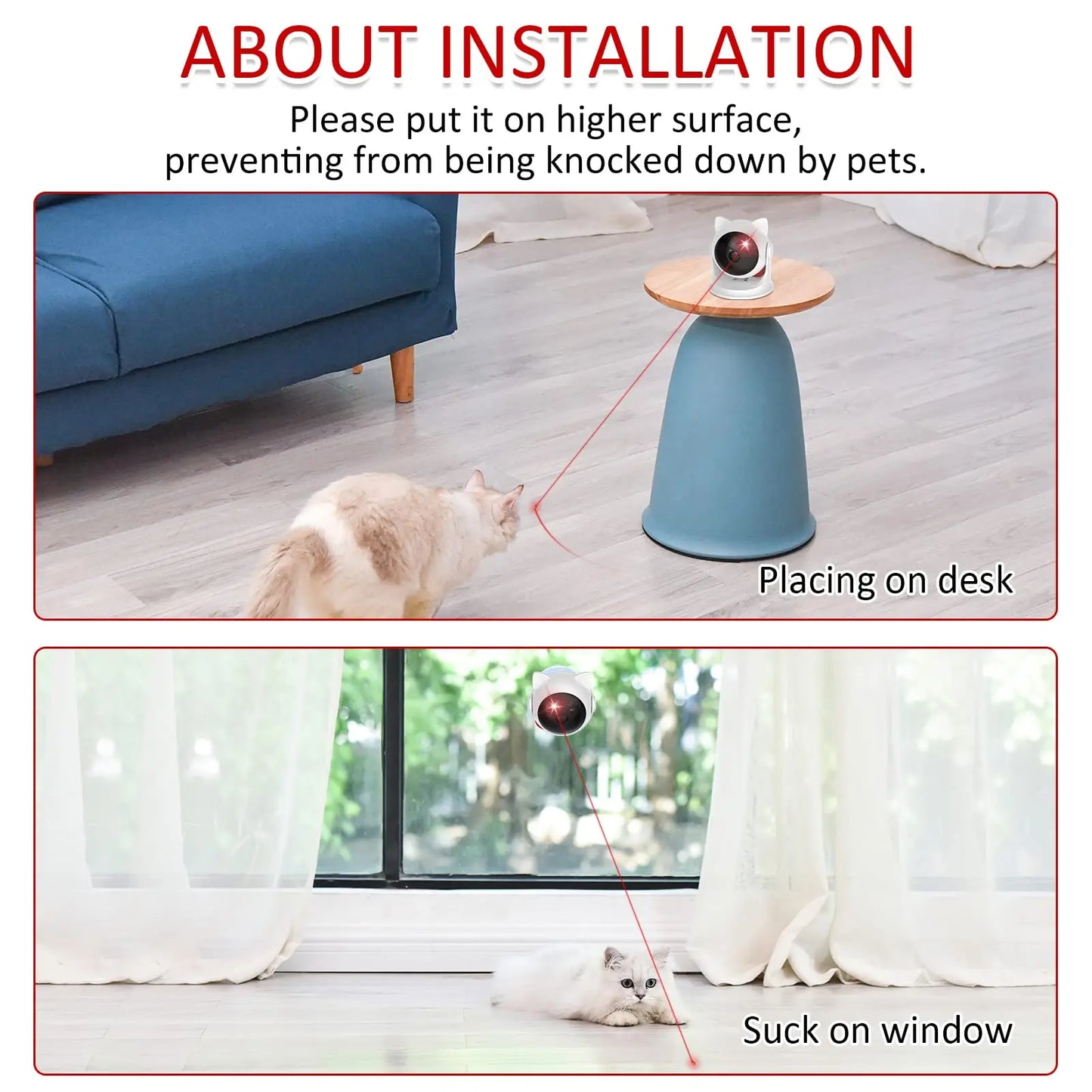 Cat/Dog Laser Toy: an automatic, rechargeable interactive toy that activates randomly! Perfect for indoor cats, dogs, and kittens, featuring both slow and fast modes for endless fun.