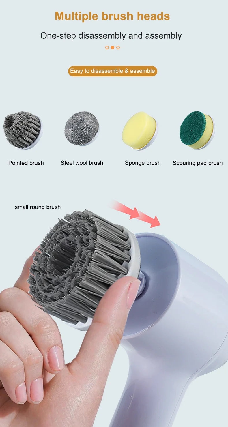 Versatile Wireless Electric Cleaning Brush for Kitchen and Bathroom - Handheld Power Scrubber for Dishes, Pans, and More