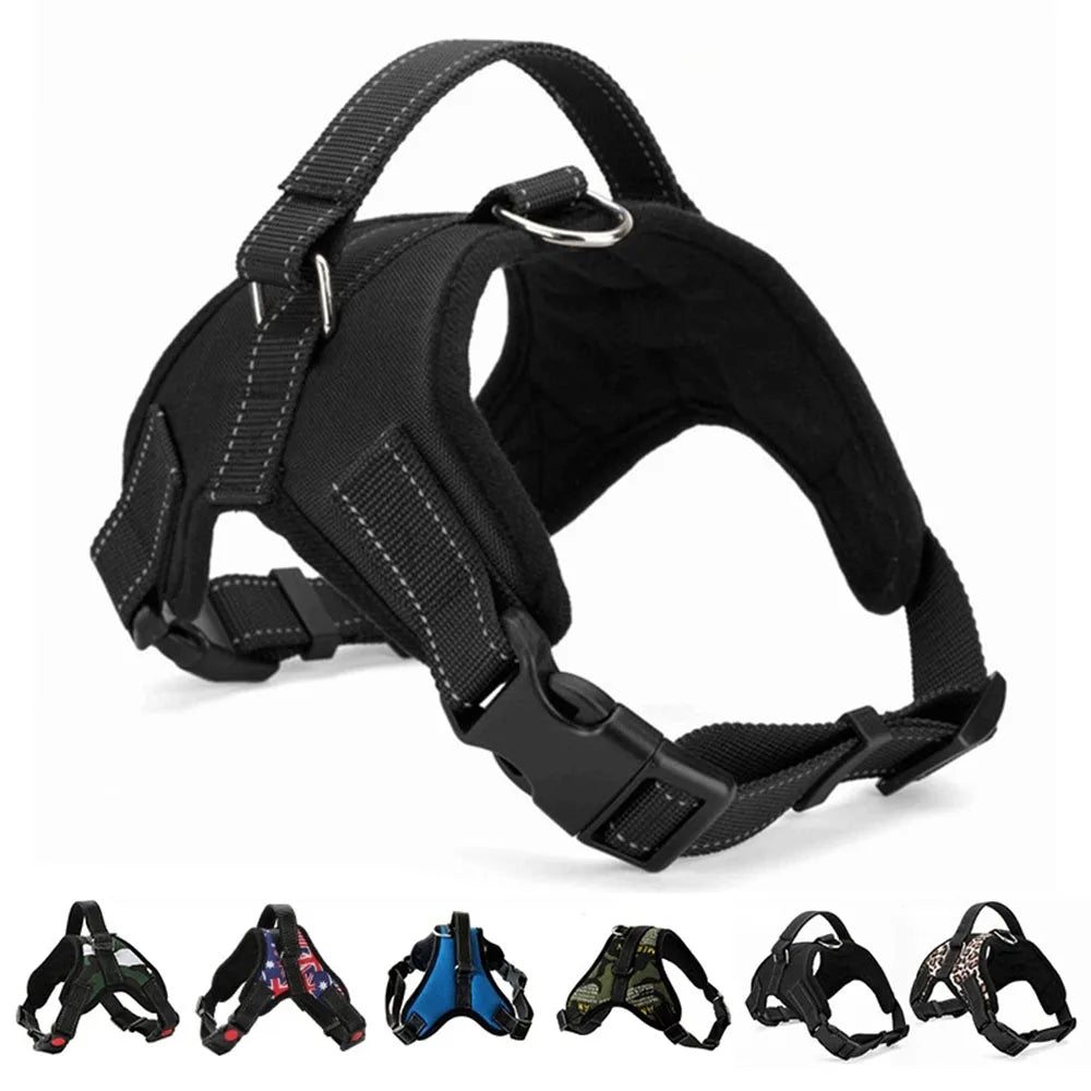 Pet Dog Adjustable Nylon Dog Harness for Large Breeds - Reflective No-Pull Vest with Chest Strap. Ideal for Walking and Training Puppies and Adult Dogs.