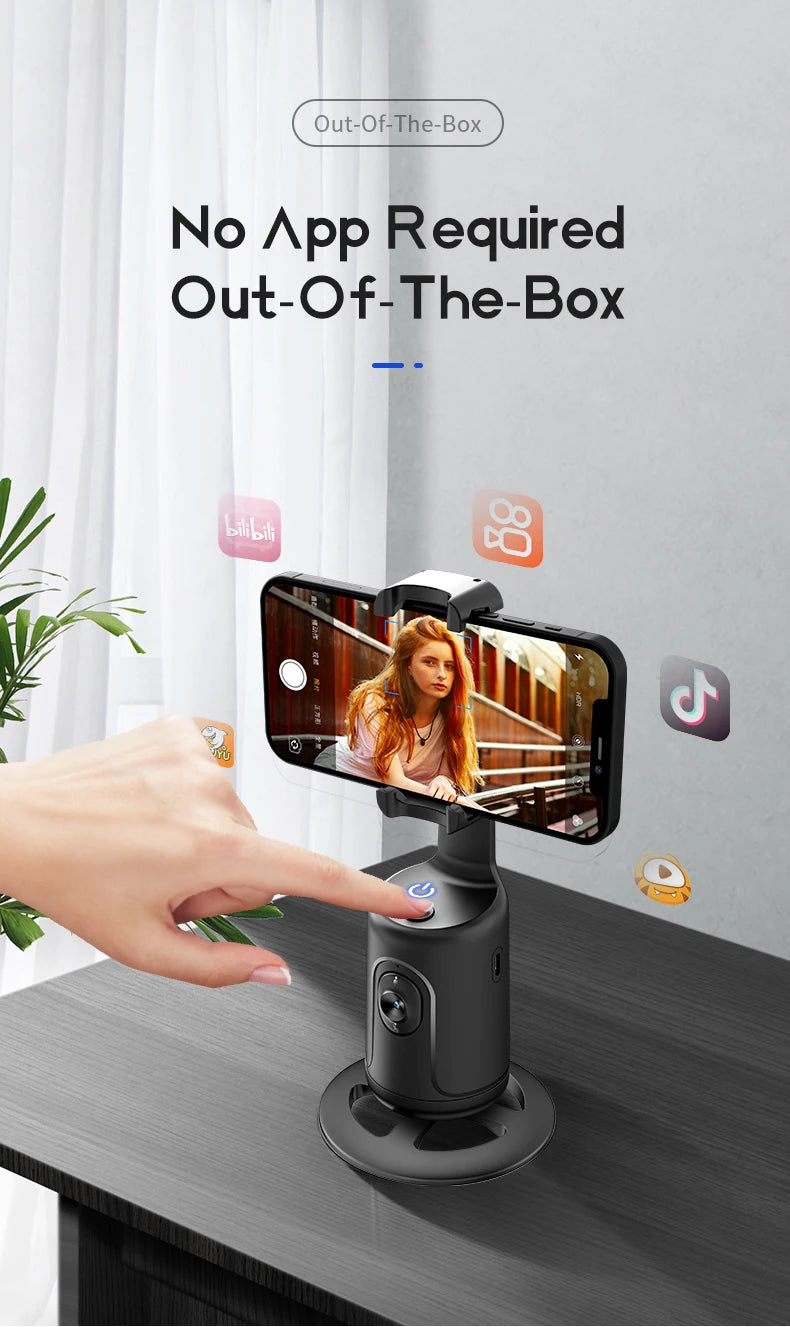 Smart AI Mini Selfie Stick with Auto Face Tracking, 360-Degree Rotation, Live Phone Holder Gimbal - Follow and Capture Perfect Shots Automatically!"