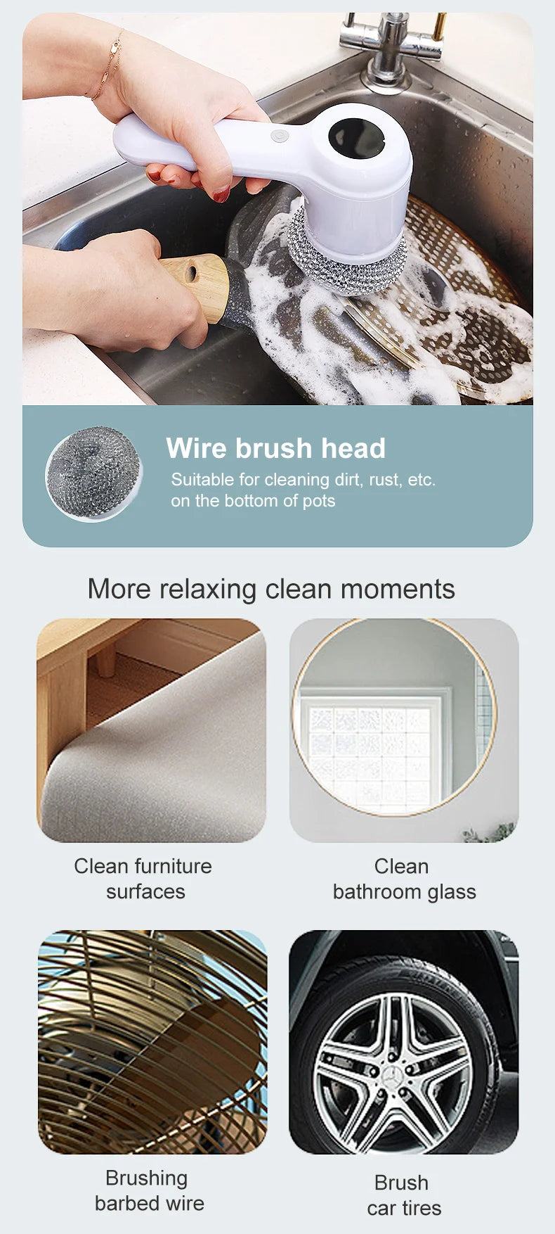 Versatile Wireless Electric Cleaning Brush for Kitchen and Bathroom - Handheld Power Scrubber for Dishes, Pans, and More