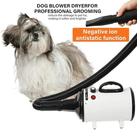 2800W Dog Hair Dryer - Silent, Fast Pet Grooming Blower with Adjustable Speed Control. Perfect for Efficient Drying and Comfortable Grooming Sessions.