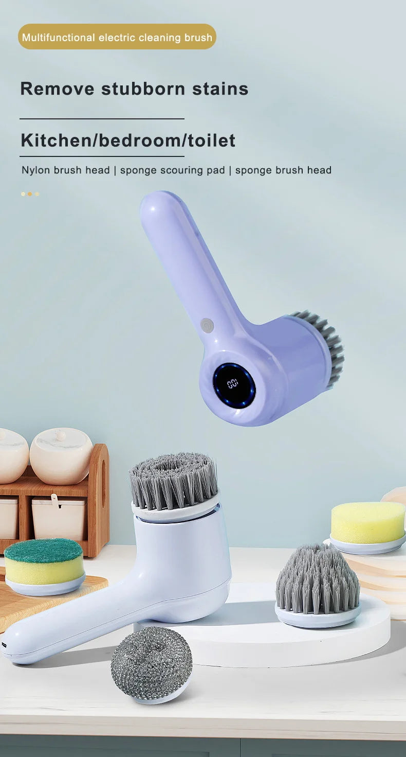 Versatile Wireless Electric Cleaning Brush for Kitchen and Bathroom - Handheld Power Scrubber for Dishes, Pans, and More