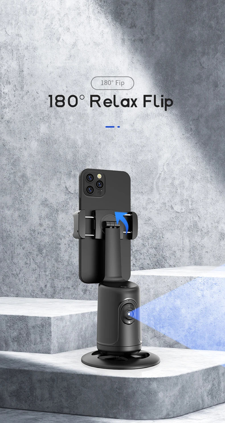 Smart AI Mini Selfie Stick with Auto Face Tracking, 360-Degree Rotation, Live Phone Holder Gimbal - Follow and Capture Perfect Shots Automatically!"