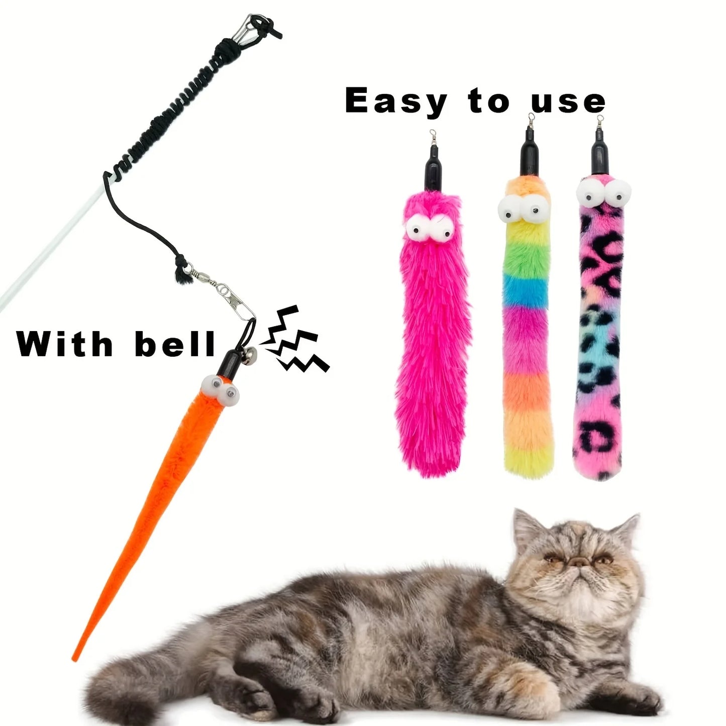 9-Piece Cat Wand Toy Set - Interactive Feather Toys for Indoor Cats. Perfect for Engaging Playtime and Stimulating Your Feline Friends.