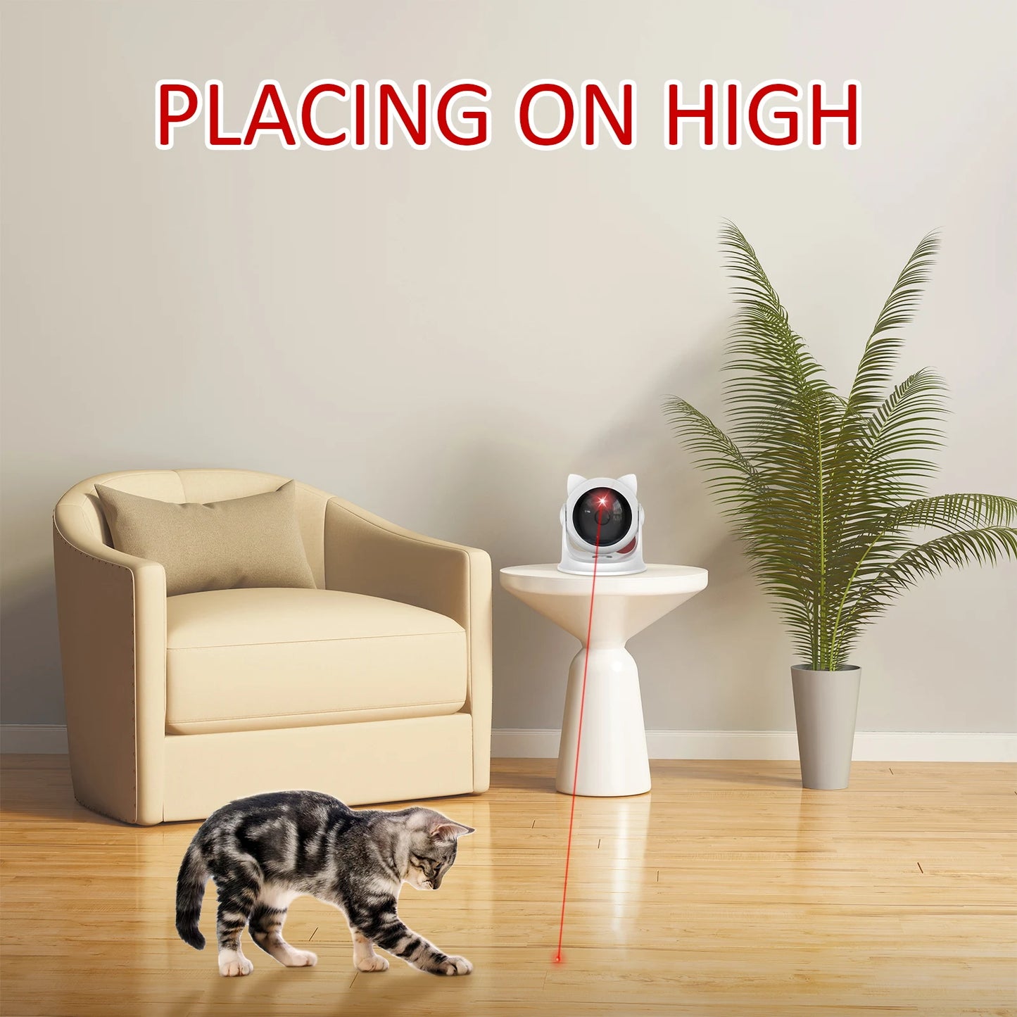 Cat/Dog Laser Toy: an automatic, rechargeable interactive toy that activates randomly! Perfect for indoor cats, dogs, and kittens, featuring both slow and fast modes for endless fun.