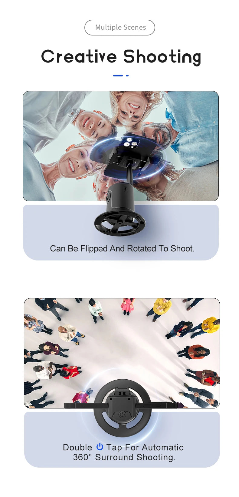 Smart AI Mini Selfie Stick with Auto Face Tracking, 360-Degree Rotation, Live Phone Holder Gimbal - Follow and Capture Perfect Shots Automatically!"