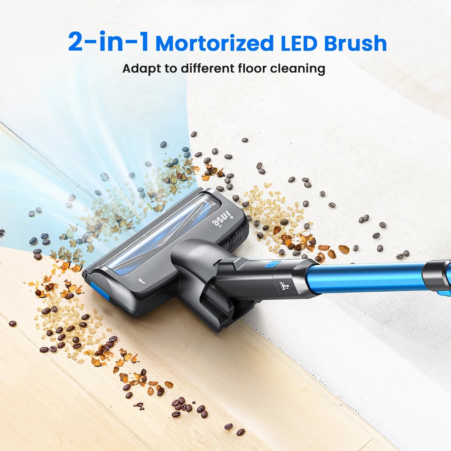 Powerful 265W Stick Cordless Vacuum Cleaner with up to 45 minutes of runtime. This versatile 6-in-1 stick vacuum is perfect for tackling pet hair at home or in your car, and is ideal for hardwood and floor surfaces.