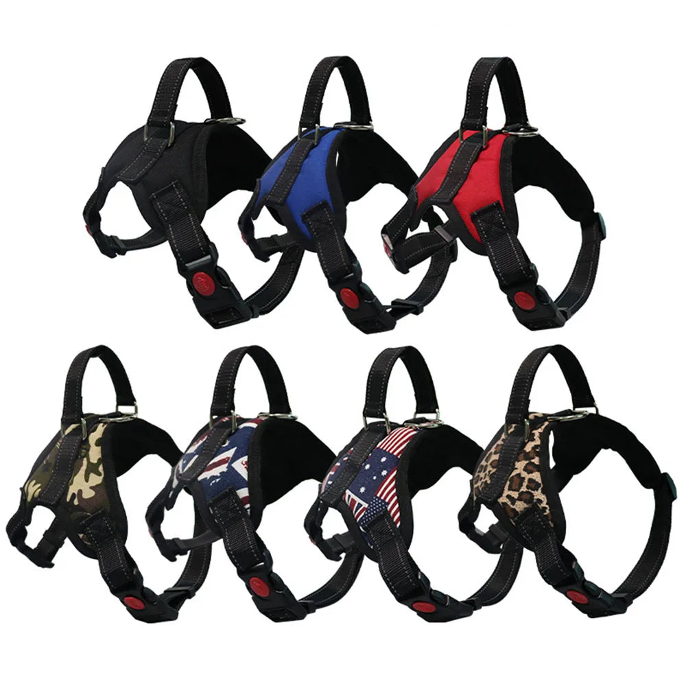 Pet Dog Adjustable Nylon Dog Harness for Large Breeds - Reflective No-Pull Vest with Chest Strap. Ideal for Walking and Training Puppies and Adult Dogs.