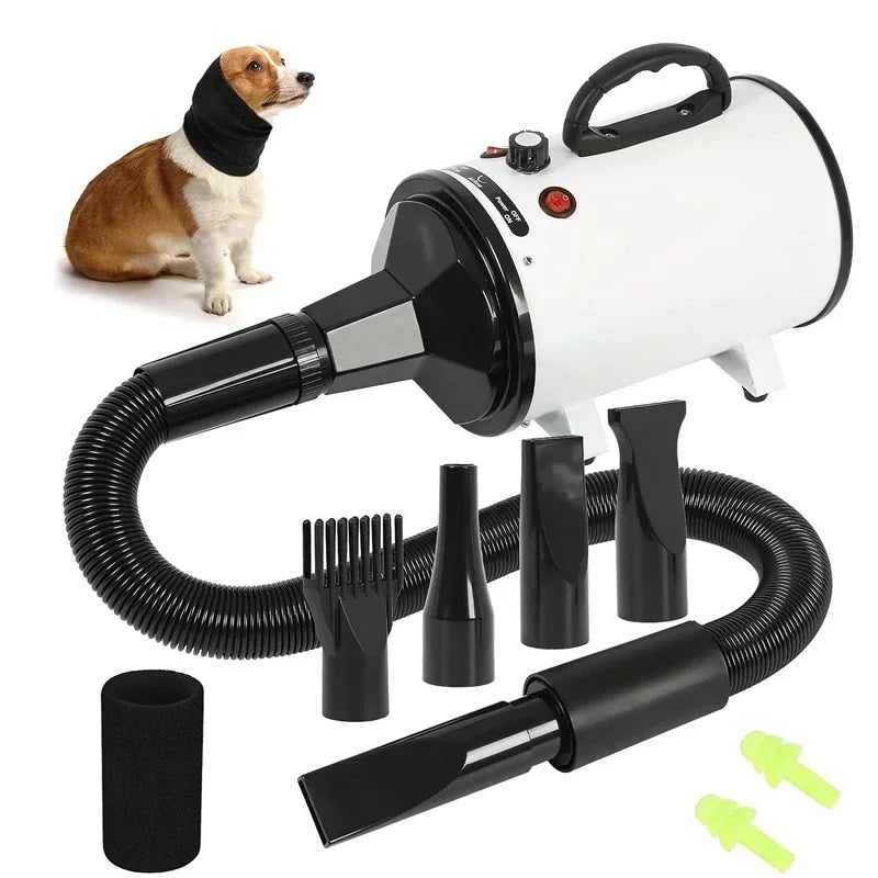 2800W Dog Hair Dryer - Silent, Fast Pet Grooming Blower with Adjustable Speed Control. Perfect for Efficient Drying and Comfortable Grooming Sessions.