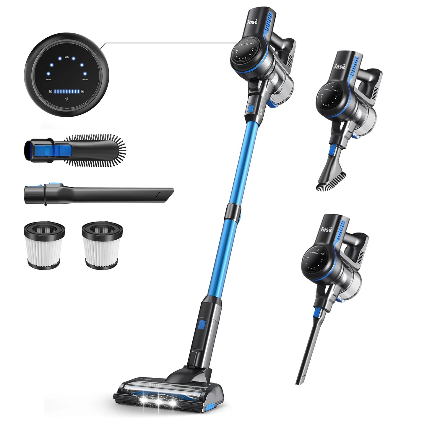 Powerful 265W Stick Cordless Vacuum Cleaner with up to 45 minutes of runtime. This versatile 6-in-1 stick vacuum is perfect for tackling pet hair at home or in your car, and is ideal for hardwood and floor surfaces.