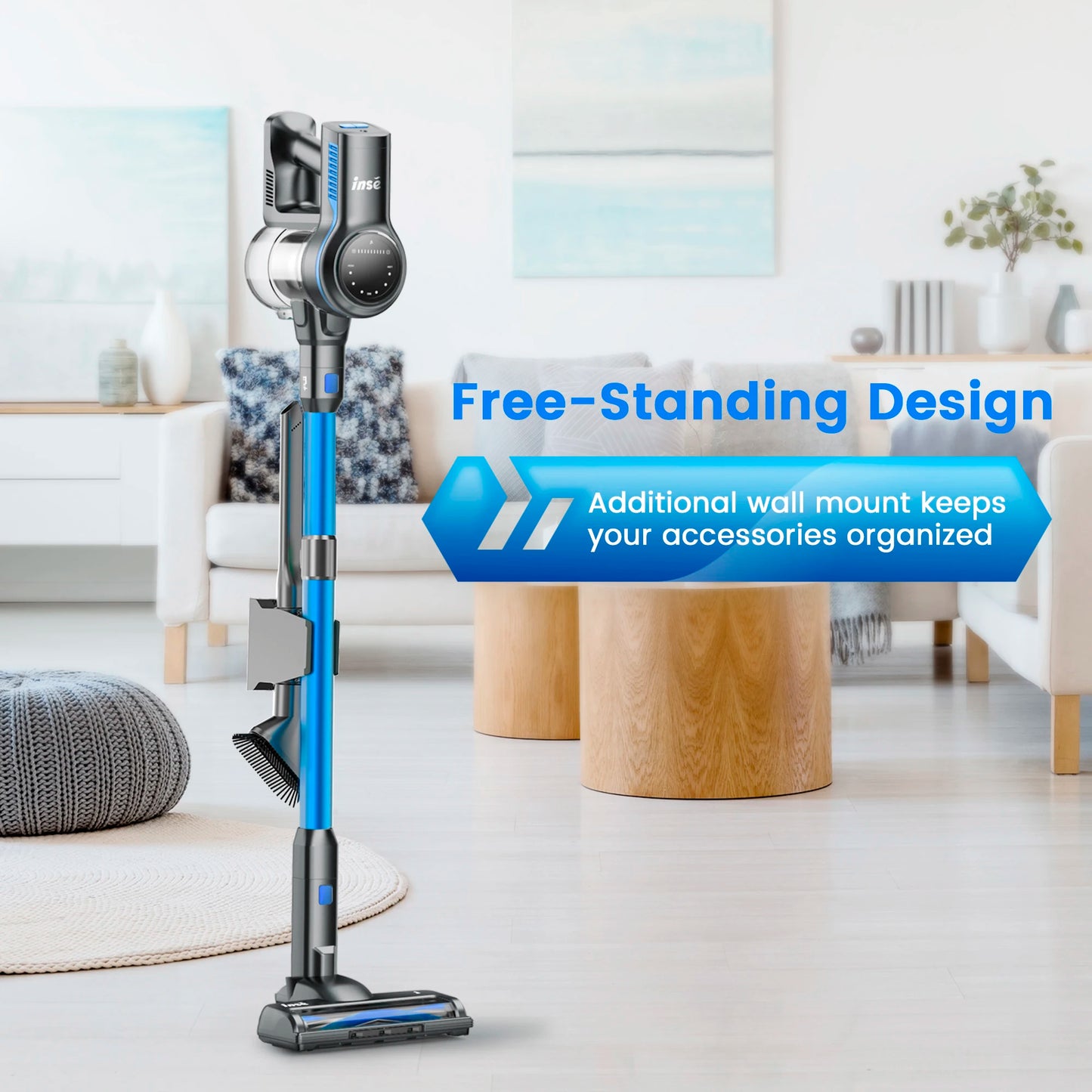 Powerful 265W Stick Cordless Vacuum Cleaner with up to 45 minutes of runtime. This versatile 6-in-1 stick vacuum is perfect for tackling pet hair at home or in your car, and is ideal for hardwood and floor surfaces.