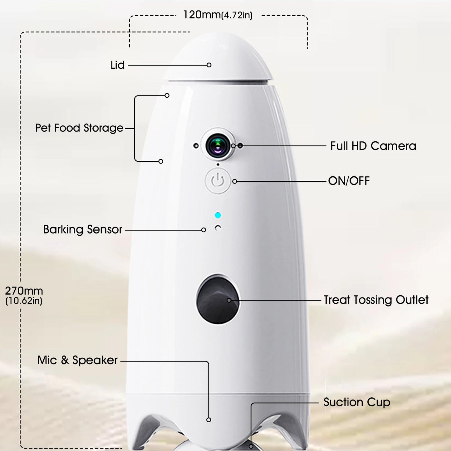 Smart 1080p Dog Camera with a 180° View and Treat Dispenser! This interactive pet feeder and monitoring system is designed specifically for dogs, ensuring fun and connection even when you're away.