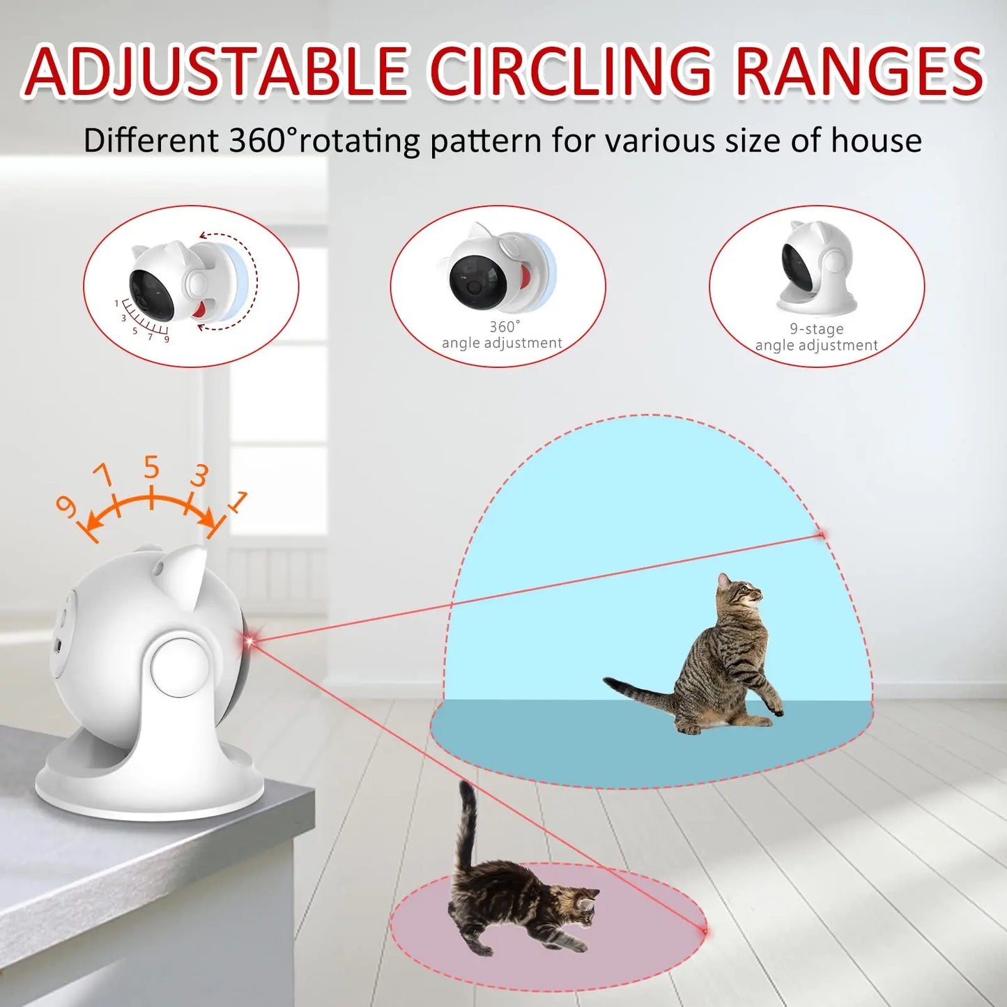 Cat/Dog Laser Toy: an automatic, rechargeable interactive toy that activates randomly! Perfect for indoor cats, dogs, and kittens, featuring both slow and fast modes for endless fun.