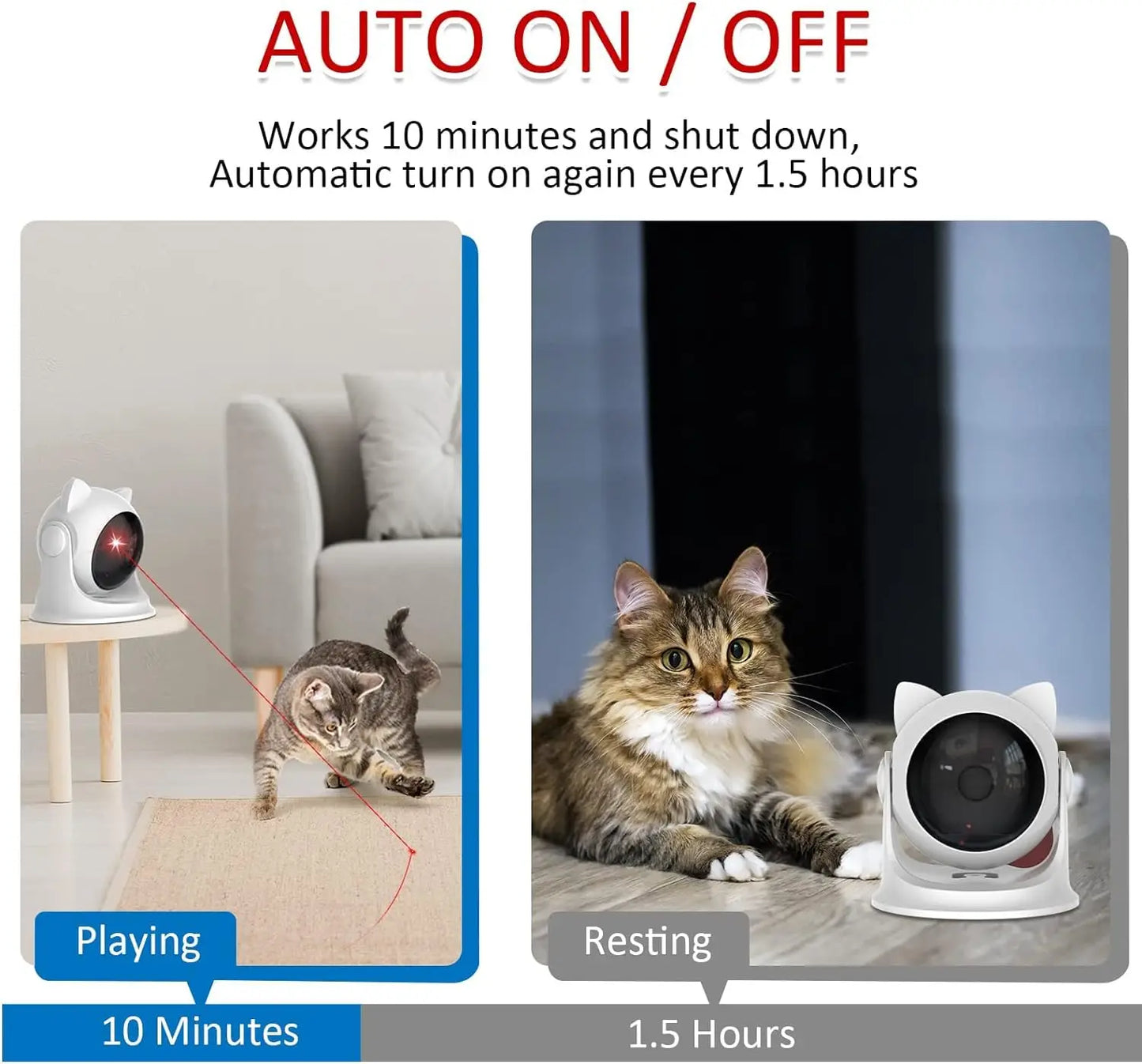 Cat/Dog Laser Toy: an automatic, rechargeable interactive toy that activates randomly! Perfect for indoor cats, dogs, and kittens, featuring both slow and fast modes for endless fun.