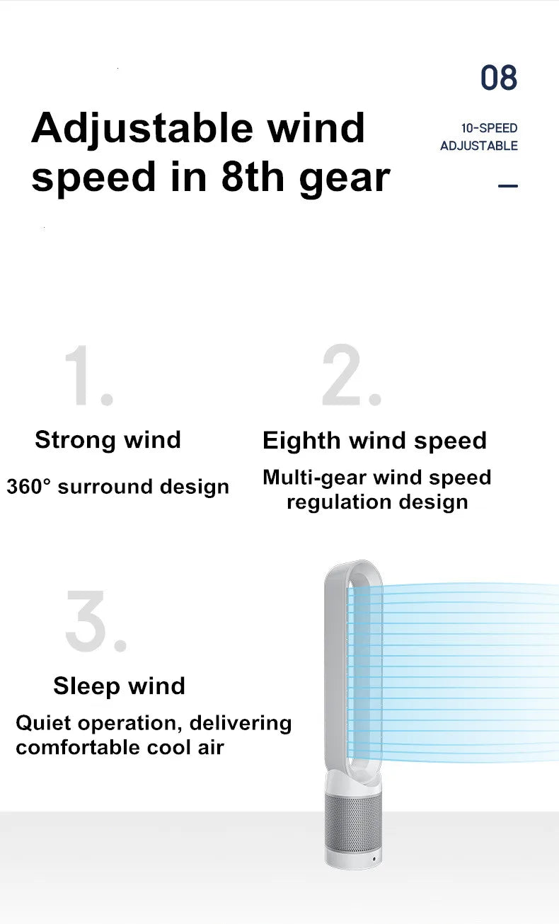 Air Purification Circulation Bladeless Fan Ultra-Quiet Dormitory Desk Floor Electric Fan Tower Fan Bladeless Fan Room Fan