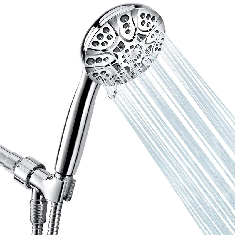 New High Pressure Handheld Shower Head 4.3Inch, 6 Spray Settings With Handheld, Stainless Steel Hose And Adjustable Bracket