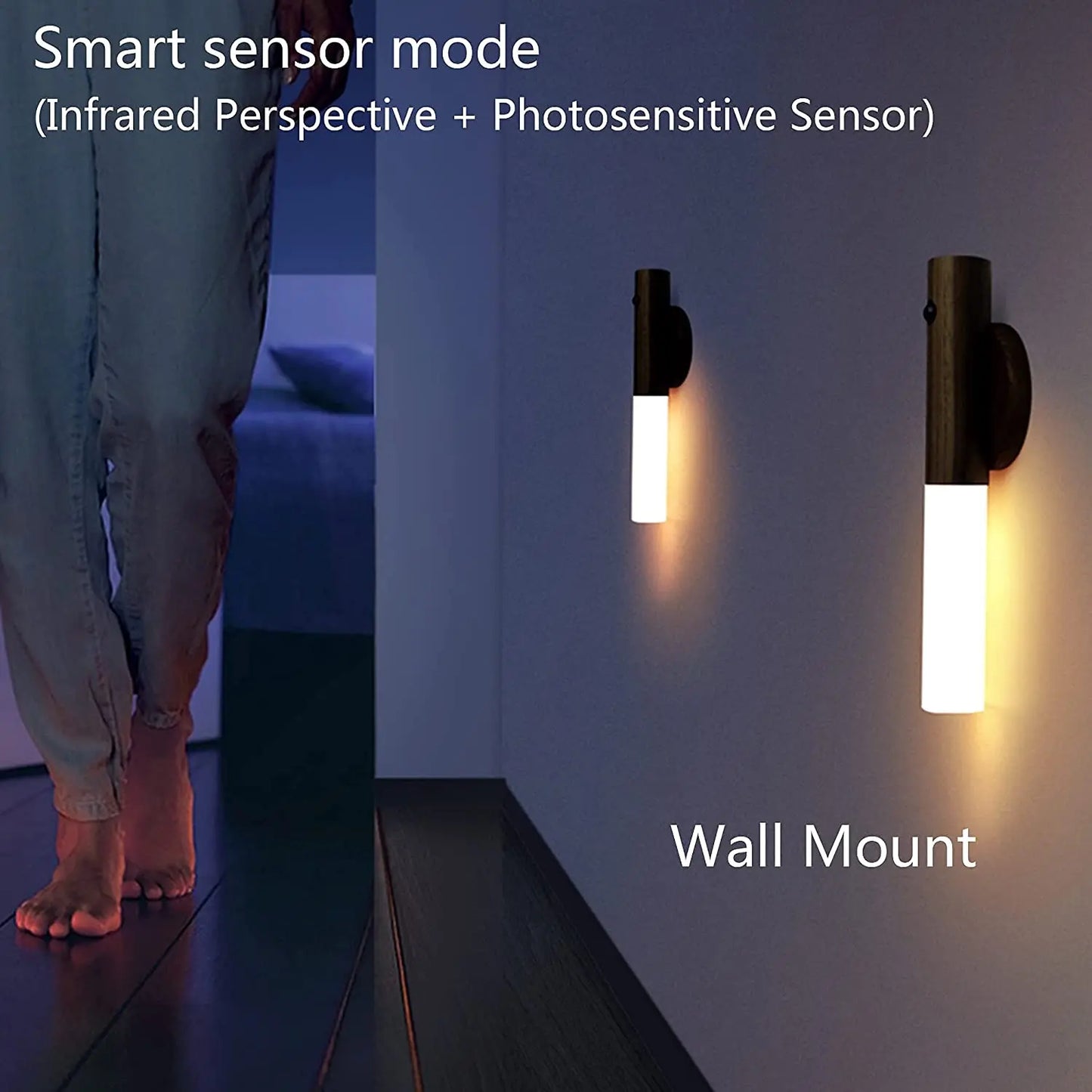 Magnetic Night Light Cordless Motion Sensor Night Light,Rechargeable Wall Lights, Wall Mounted Torch Lights